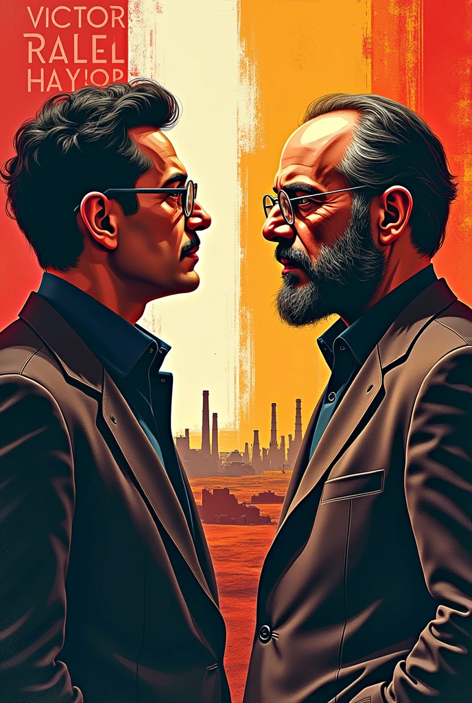 Create an iconic and curious poster by José Carlos Mariategui ( representing socialism) vs Victor Raul Haya de la Torre( representing the APRA) ; that has a famous phrase from one of them