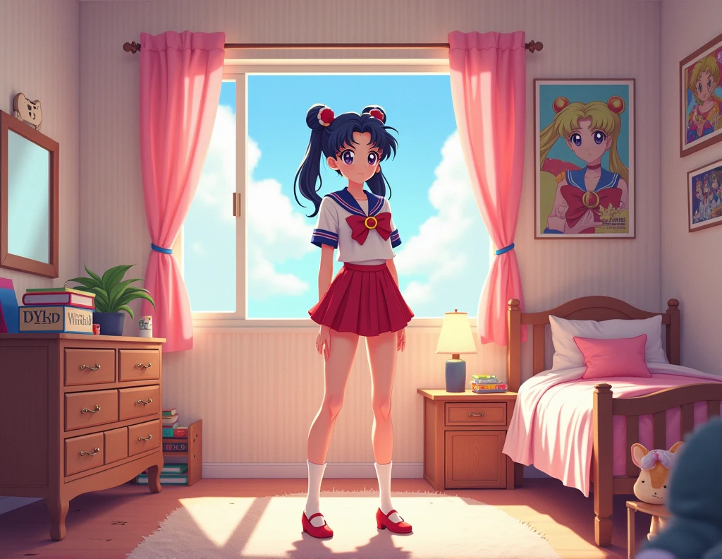 the 90s、Japanese anime、Emotional、Sailor Moon style、room