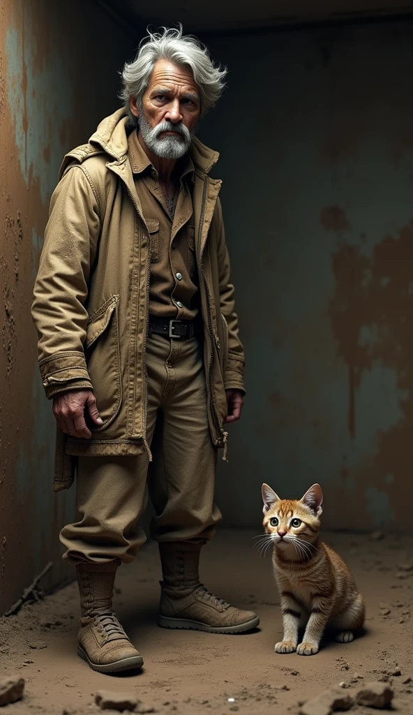 upright,3d,kitten,mud,Dirty clothes,Homeless,3d,Men and life,Bed,Home