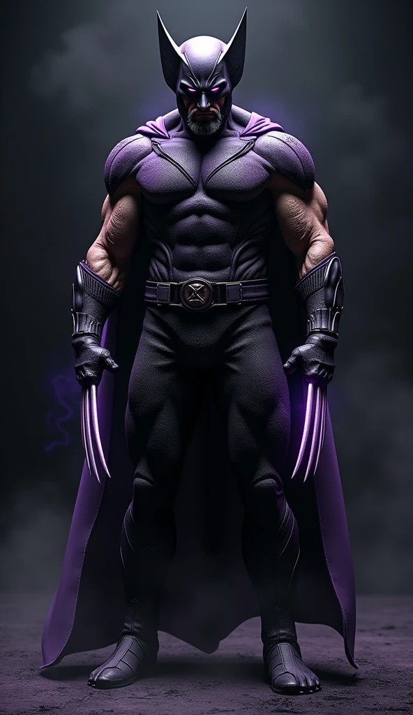 (photorealism:1.2), wolverine purple suit
