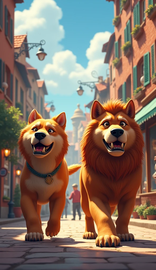 Two big dogs in town.