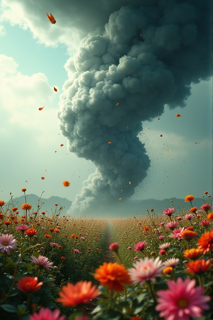 Tornado in a field of flowers