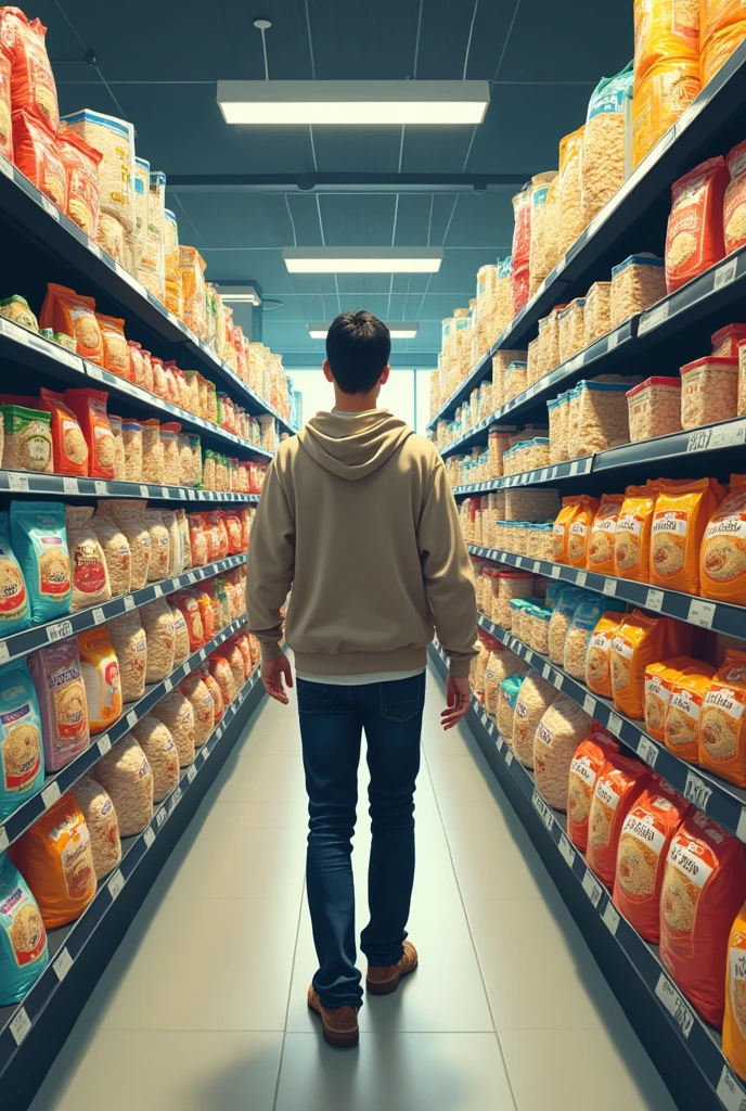 Buying rice at the supermarket in first person