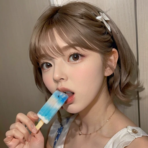 True phimosis、Very short banana、Very small popsicles、Blowjob、Wonder Woman、正確なWonder Womanの衣装、(close ~ eye)、(Please open your mouth wide:1.4)、(Put a popsicle in your mouth:1.4)、deep throat、