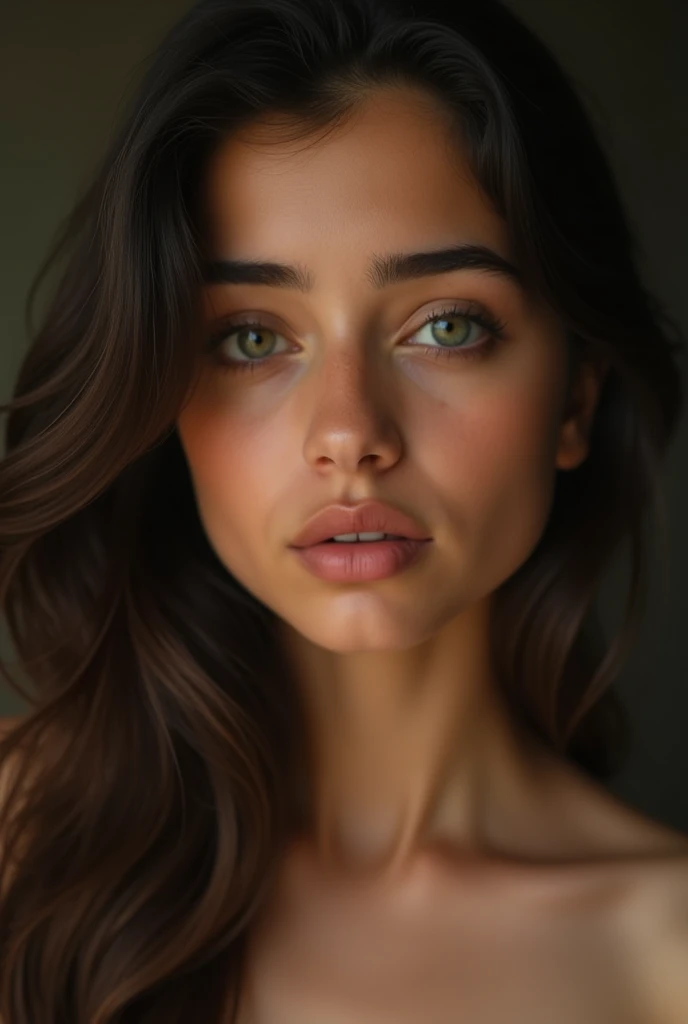 close up beautiful, artistic, tasteful portrait of a sexy, hot, arab teen who is lifting her neck slightly and face is turned to the sides to show her hickey