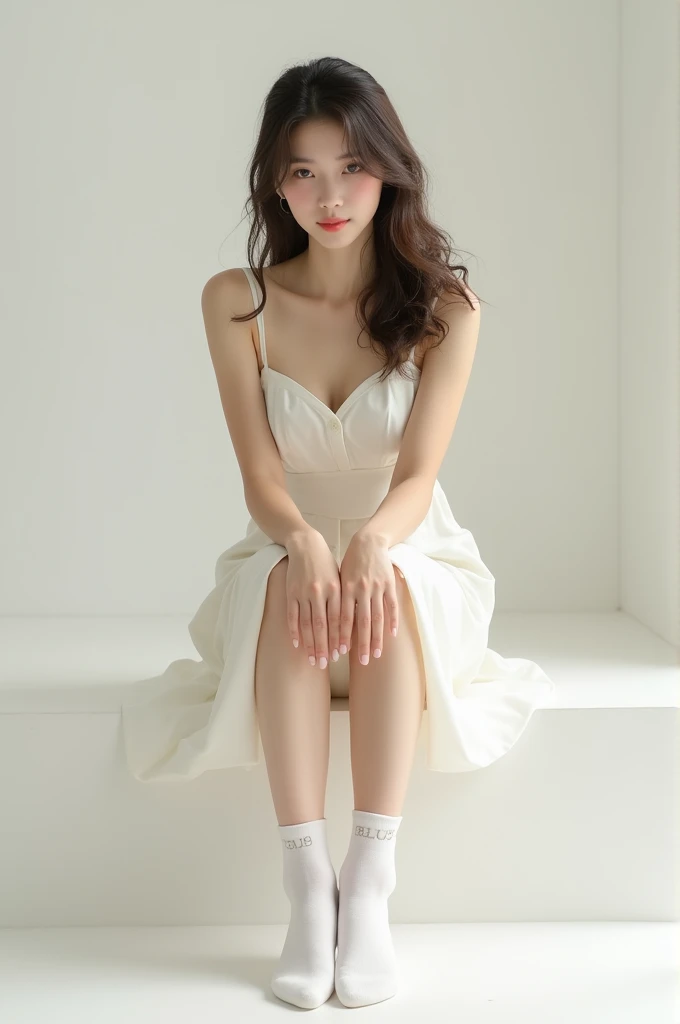 Woman wearing white ankle socks