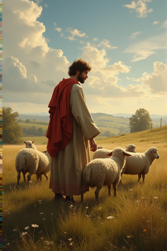David in the pasture with the sheep