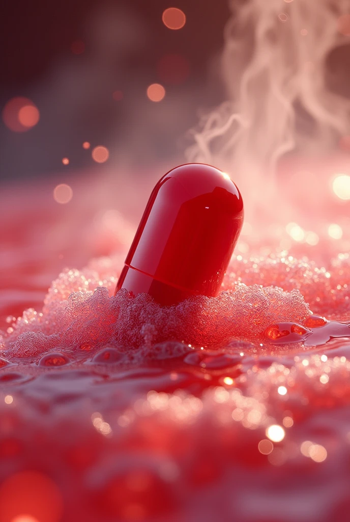 Put a red capsule in hot water