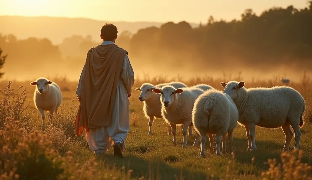David in the pasture with the sheep