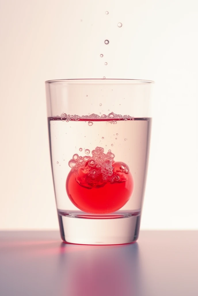 Put a red capsule in a glass of hot water 