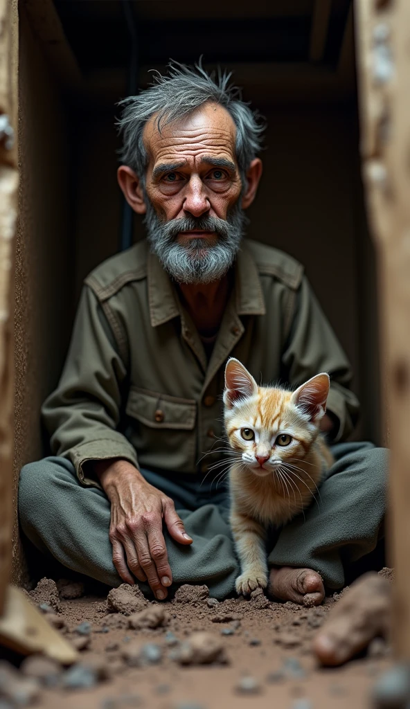 upright,3d,kitten,mud,Dirty clothes,Homeless,3d,Men and life,Bed,Home