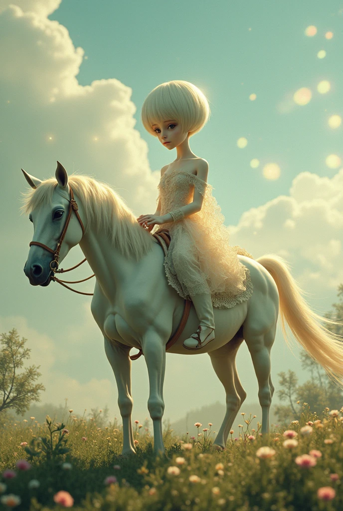 make it taller, minder , with bowl-style hair and riding a horse