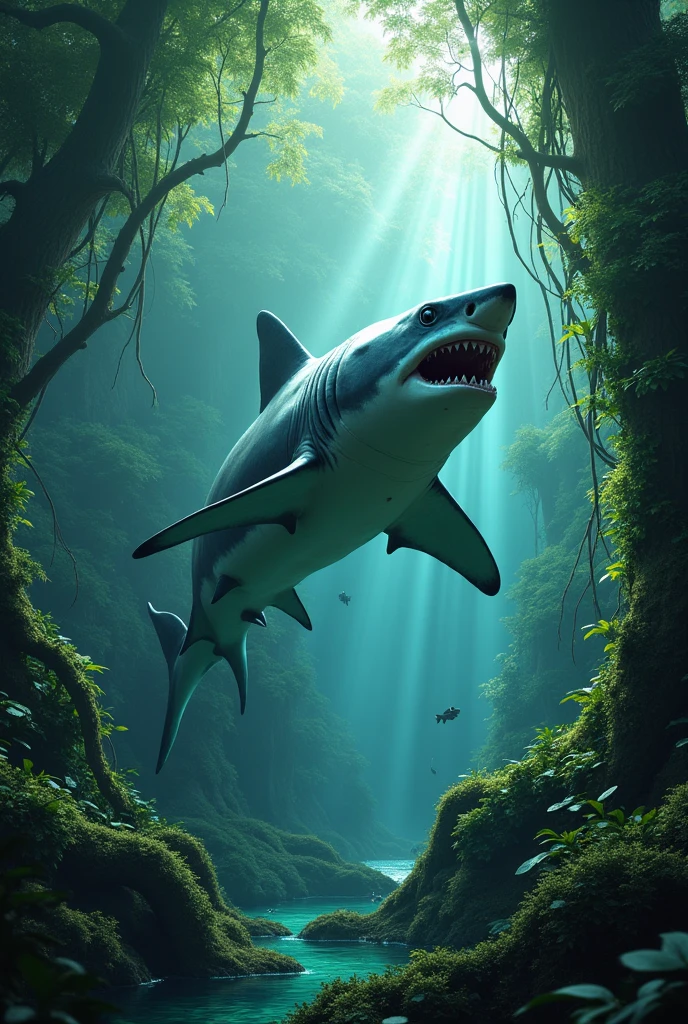 shark in a big forest