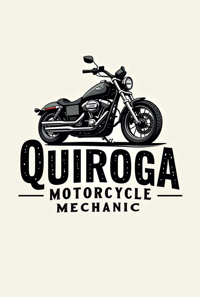 logo for a motorcycle workshop that says quiroga motorcycle mechanic