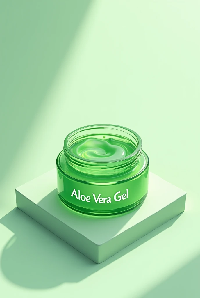 Aloe Vera gel in a round coca with the name of aloe Vera gel