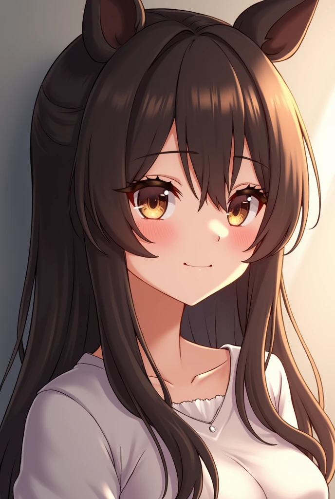 create a nsfw hentai of one of 1.57 tall, white, long dark brown hair and brown eyes