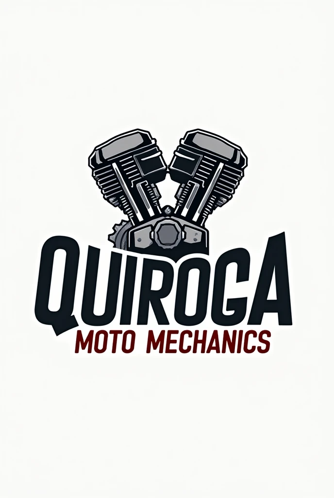 Logo for motorcycle workshop that says quiroga moto mechanics 