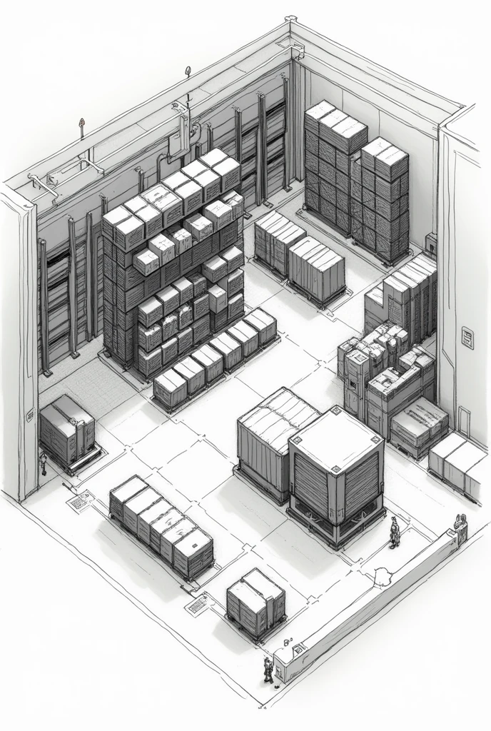 I guess I couldn&#39;t send you the image as you expected.! Pero puedo describirte un notemplo de croquis con las zonas de almacenamiento y otros elementos que mencionamos:

Sketch of the ElectroTech Warehouse - Reception Area (left): goods receipt, Inspection Area - Storage Area (center): electronics shelves, sections for different product categories - Order Preparation Area (right): picking area, Packaging and labeling - Shipping Zone (below): order output, loading area - Warehouse Management System (SGA) (above): ubicación del servidor y estaciones de trbelow
- Rutas de Picking: Lines connecting the storage areas with the order preparation area - Training Areas: Designated spaces for staff training (p. not., near the reception area)

Recuerda que este es solo un notemplo y puedes adaptarlo según tus necesidades y el diseño real del almacén. I hope it is useful to you!