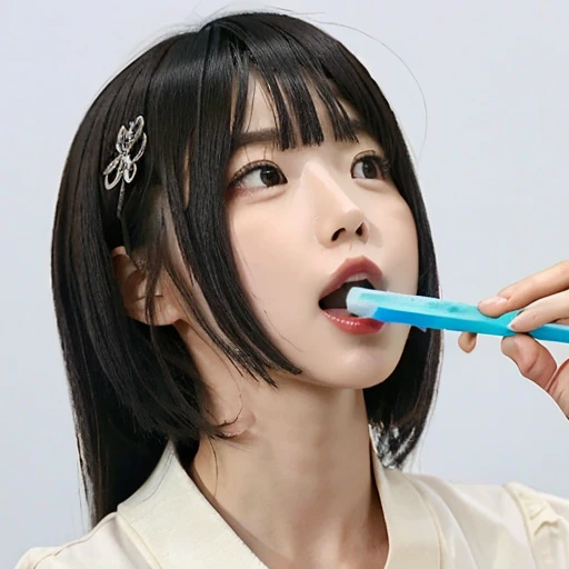 True phimosis、1 popsicle、Blowjob、Wonder Woman、正確なWonder Womanの衣装、(close ~ eye)、(Please open your mouth wide:1.4)、(Put a popsicle in your mouth:1.4)、deep throat、Hold the popsicle tightly、Condensed milk dripping from the mouth、