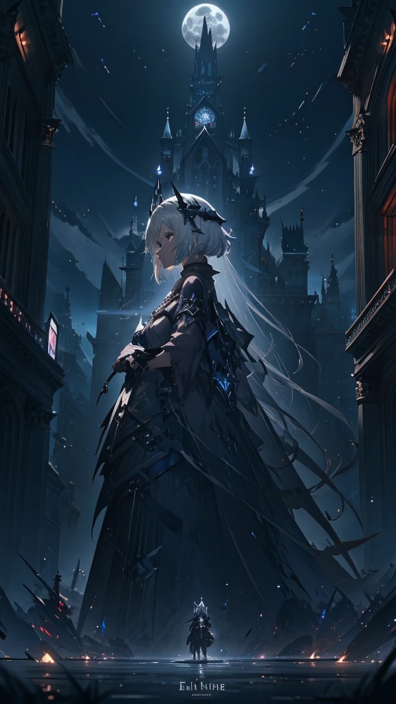 A woman in a black dress standing in front of a full moon, from Arknights, Arknights, epic anime fantasy, Gothic Maiden Anime Girl, Anime Epic Artwork, Beautiful fantasy anime, Anime fantasy artwork, artstation pixivでトレンド, White-haired God, Shadowverse Style, Jan J, Dark Sorceress Full View, Dark fantasy art
