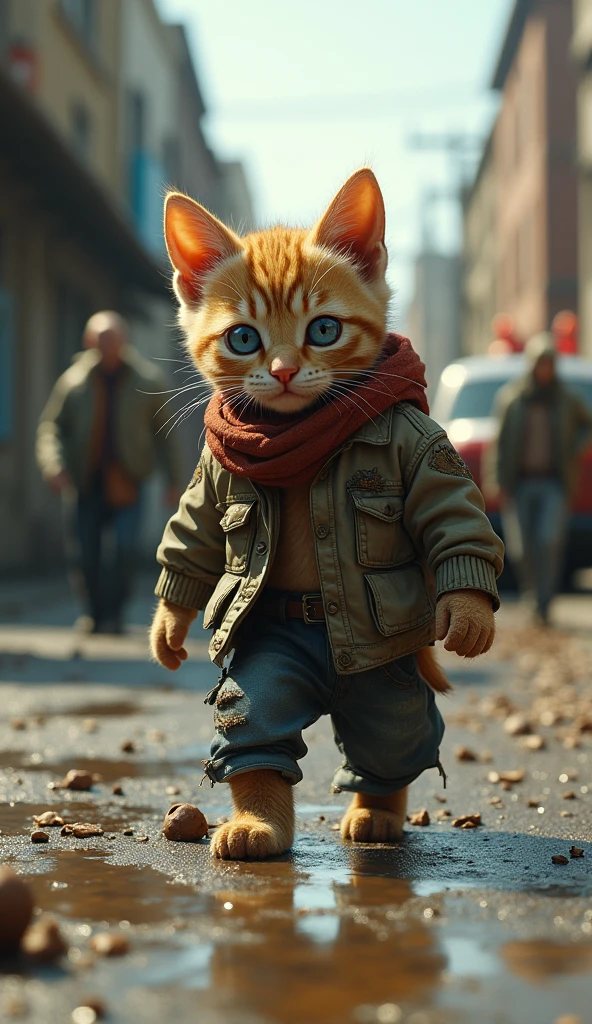 upright,3d,kitten,Dirty clothes,Homeless,3d,Men and driving,Journey、Journey行
