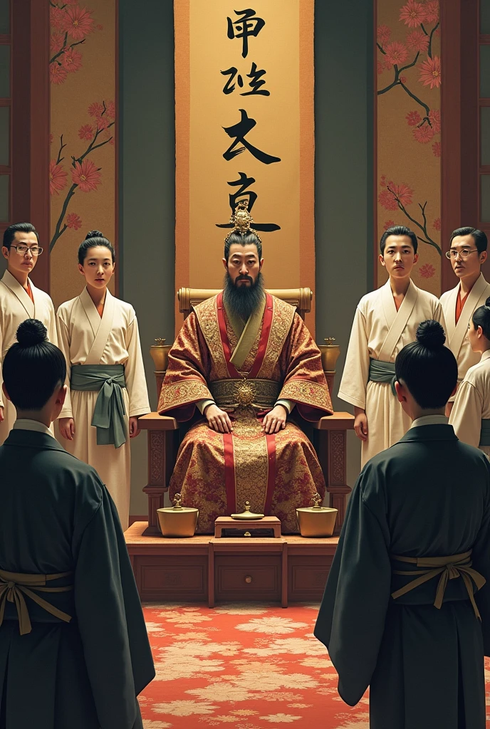 Japanese Emperor, being with the counselors in the year 1800