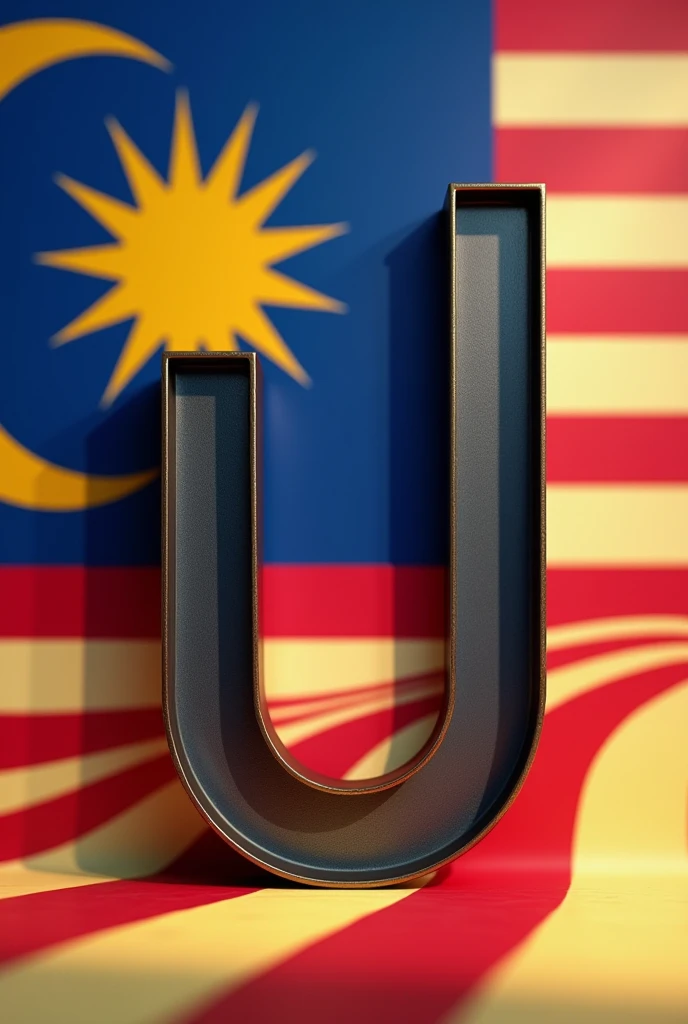 Letter u with background malaysia flag