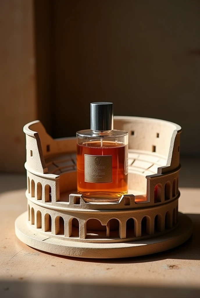 Create a Roman themed perfume, the example object is the coliseum, An ashtray in the shape of the coliseum is sold with this perfume., but in its center it is possible to fit the perfume.