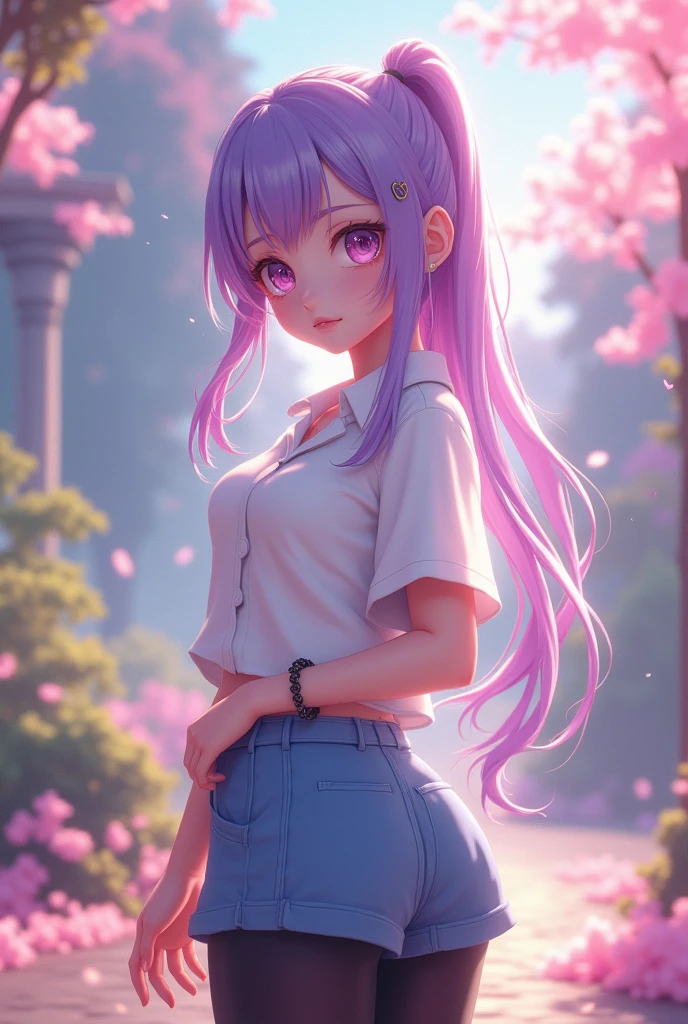 Fond blanc simple,
blanc_À collier_chemise,court_manches,bleu_courts,ceinture, noir_jambières,
violet_Long_cheveux, violet_yeux,cheveux_entre_yeux,queue de cheval,tresser,
1 fille, 20 ans,Jeune femelle,Beau Finger,Beau Long legs,
Beau body,Beau Nose,Beau character design,
perfect yeux, perfect affronter,expressive yeux,équilibre parfait,
regarder le spectateur,(Focus on her affronter),bouche fermée, (innocent_grand_yeux:1.0),(Lumière_sourire:0.3),
art officiel,fond d'écran CG Unity 8k extrêmement détaillé,
éclairage parfait,Coloré, brillant_devant_affronter_Lumièreing,peau blanche,
(chef-d'œuvre:1.0),(meilleur_qualité:1.0), ultra haute résolution,4k,ultra-détaillé,
la photographie, 8k, HDR, haute résolution, absurdes:1.2, Kodak portrait 400, grain de film,
arrière-plan flou, bokeh:1.2, reflet, (vibrant_couleur:1.2),photographe professionnel,
(Beau,grand_seins:1.4), (Beau_affronter:1.5),(étroit_Taille),