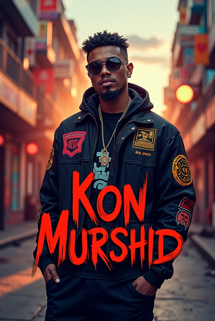 Create YouTube thumbnail rapper name as text on poster Kon Murshid?