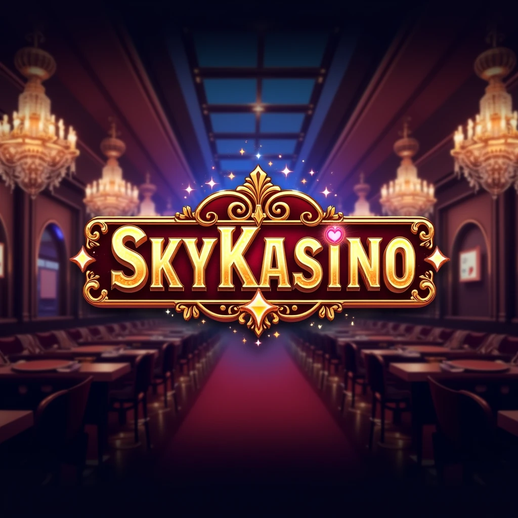 a logo, no human, only background, casino background, gambling, promoted casino, animated, advertising, branded casino name: SkyKasino
