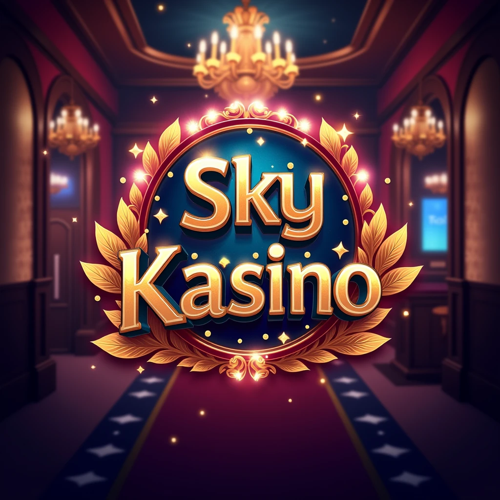 a logo, no human, only background, casino background, gambling, promoted casino, animated, advertising, branded casino name: SkyKasino