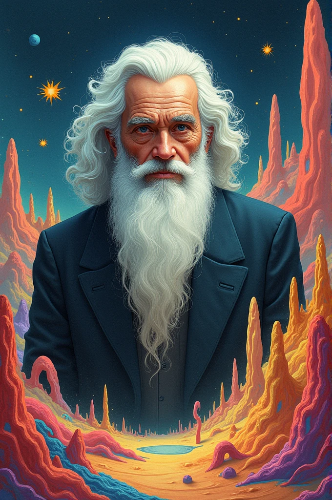 Hermeto Pascoal Illustration in the style of Roger Dean