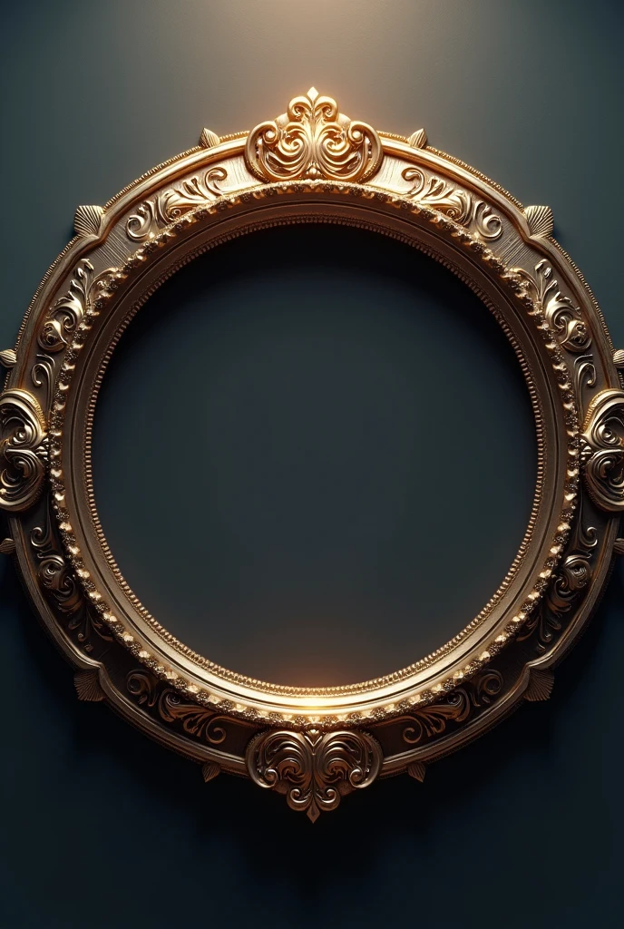 Frame decoration design for round logo with realistic 3D style. The frame should look textured, with light and shadow effects that create depth and dimension. Use metallic or glossy colors to add an elegant and modern impression.. Pay attention to small details such as reflections and color gradations to give a realistic and attractive final result.."