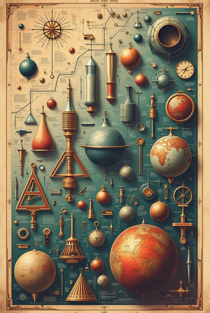 Scientific and Technology Development through Time poster of Equipment  without plagiarism and Copyright 