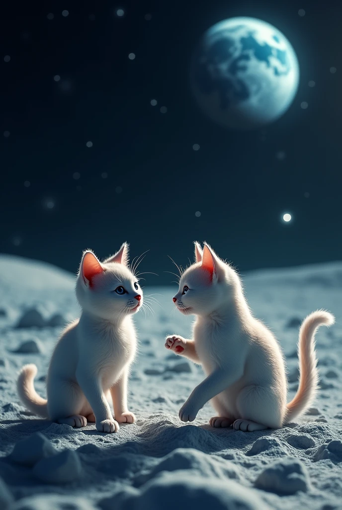 Two cats on the moon