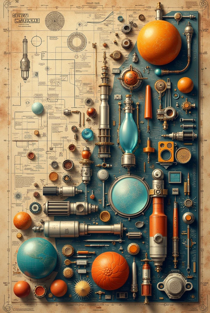 Scientific and Technology Development through Time poster of Equipment without plagiarism and Copyright