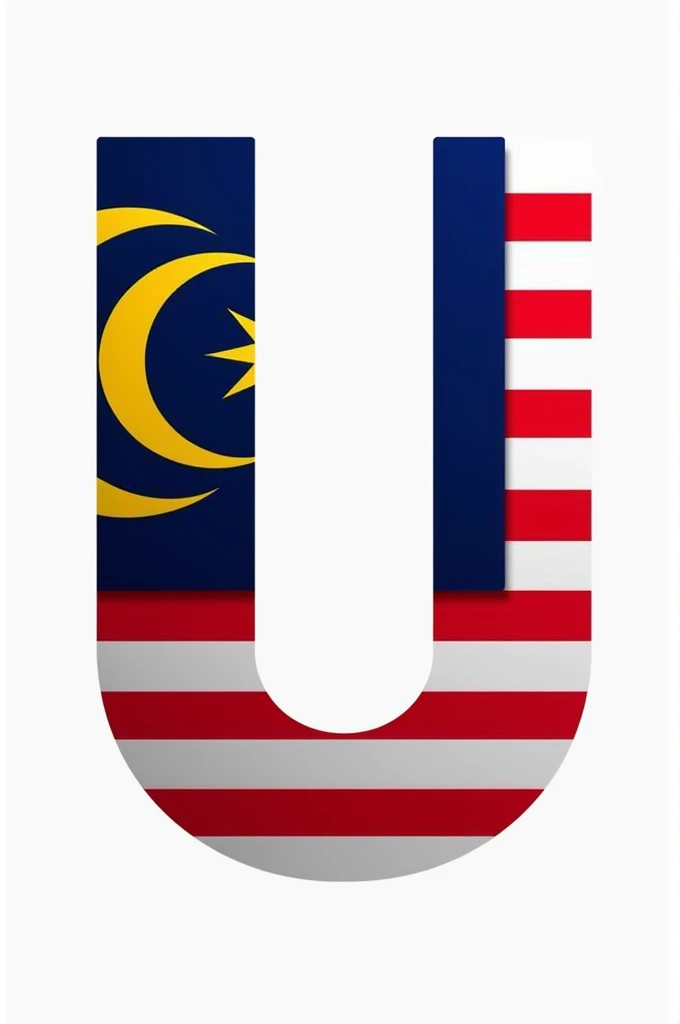 Letter u with background malaysia flag at in of the letter u