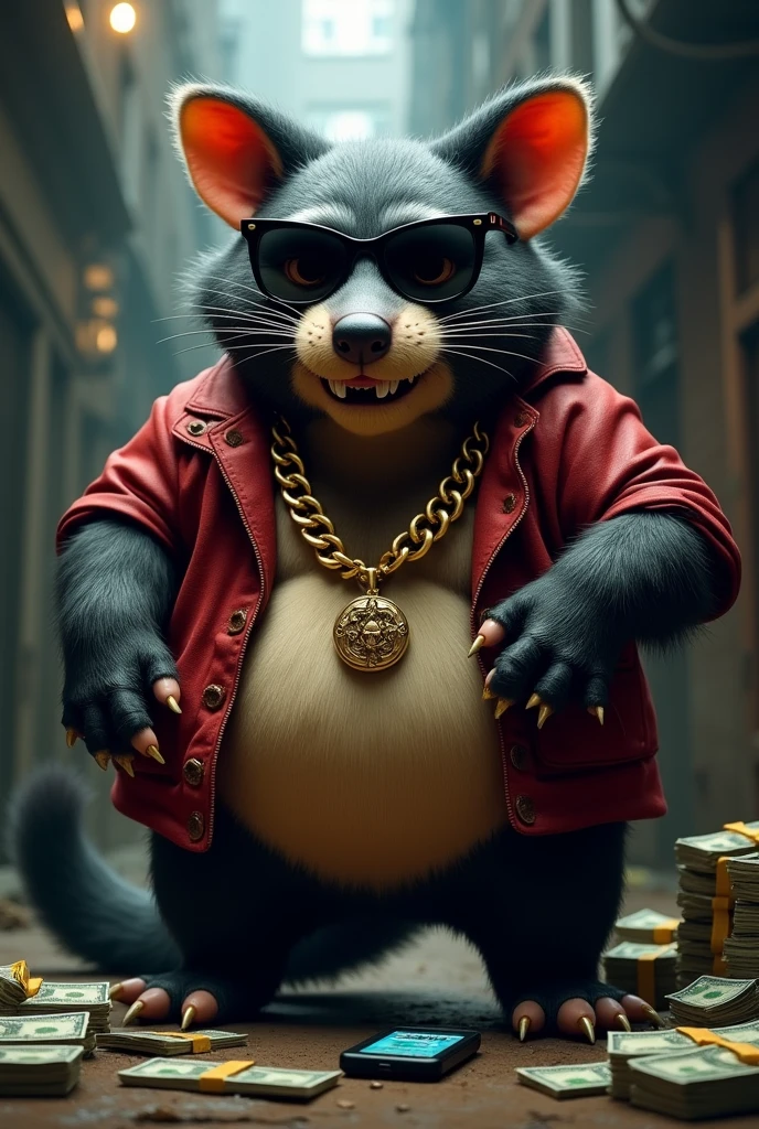 The fat Tazmanian devil in drug dealer mode