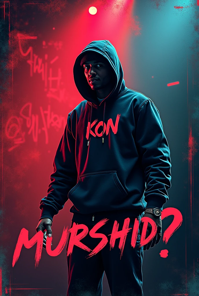 Create Mobile wallpaper Rap cover name as text on Rap cover Kon Murshid?