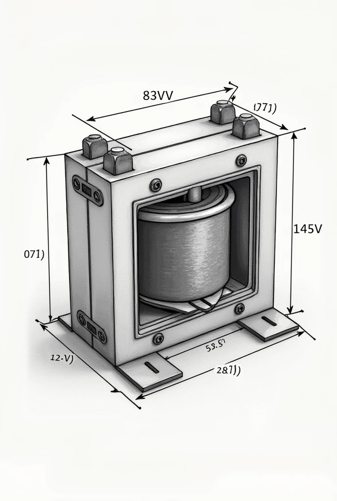 drawing of a 127V to 12V plate transformer