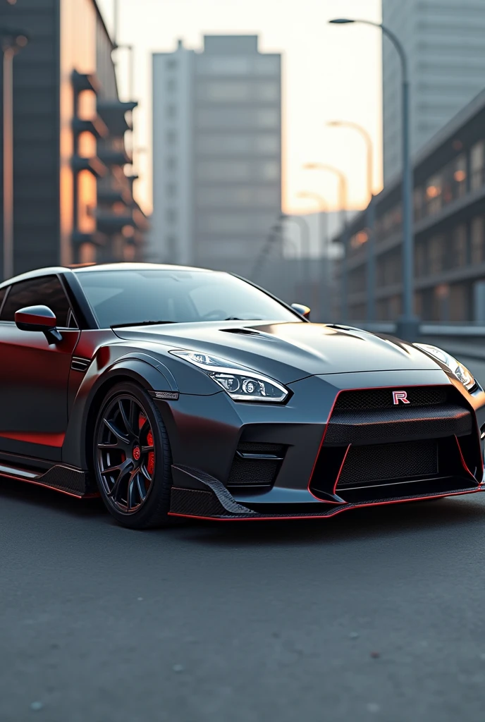 Give me an image in which you redesign a Tsuru car with similarities to a Nissan GTR