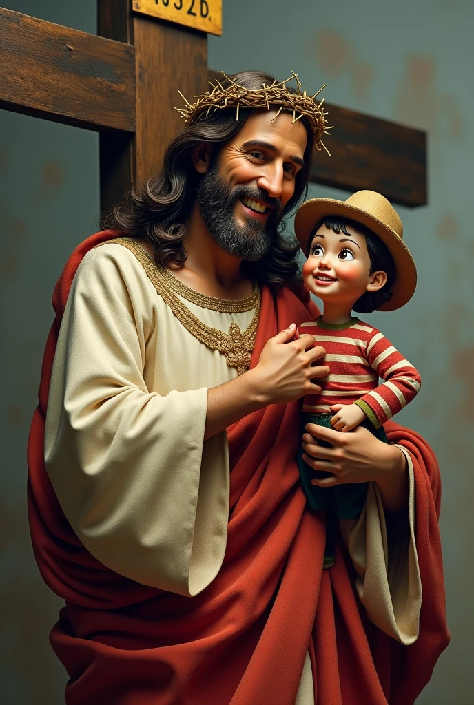 Make Jesus a fan of El Chavo next to his on the cross