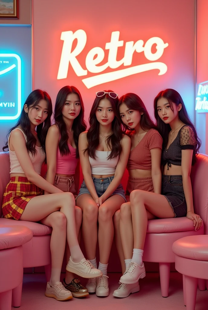 Kpop girl group, five members, differentiated cute retro concept