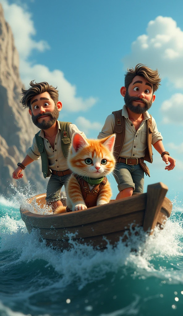 upright,3d,kitten,Dirty clothes,Homeless,3d,Men and driving,Journey、Ocean,Treasure Chest,
