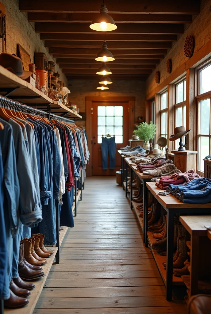 Uma loja de roupa country 
