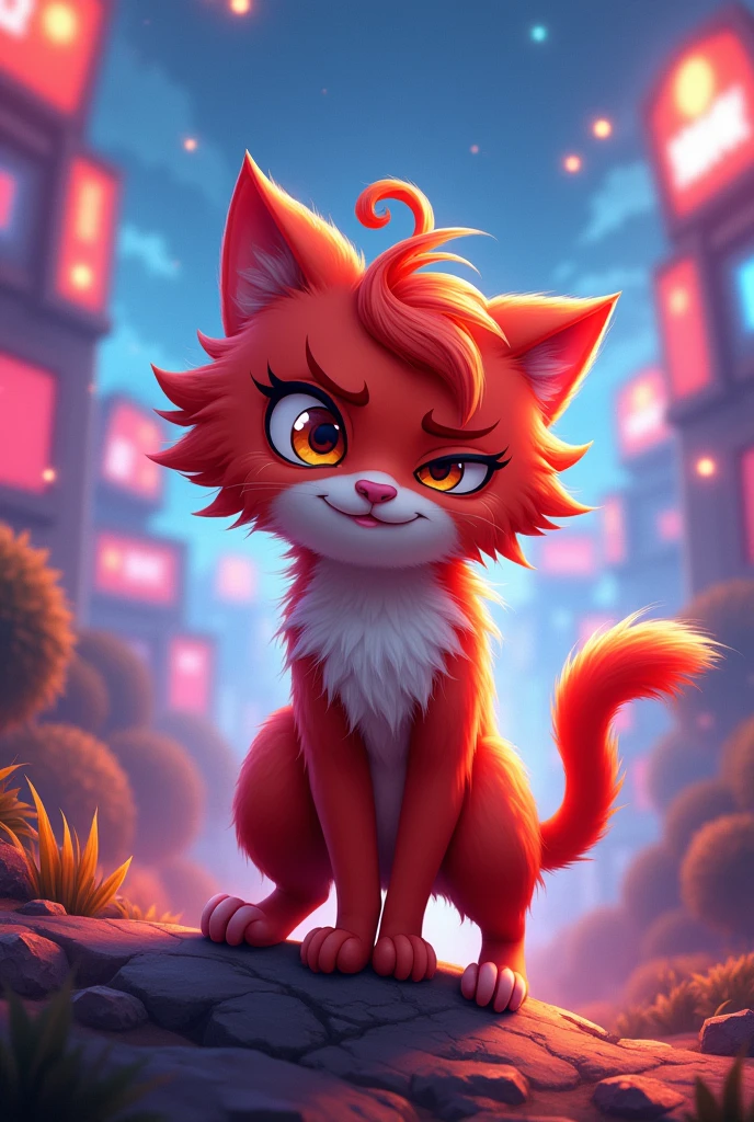 Cartoon, video game, cat tail, PvZ, Angry Bird, Red, fusion, Fnf, Crimson Awakening, Najimi Hair