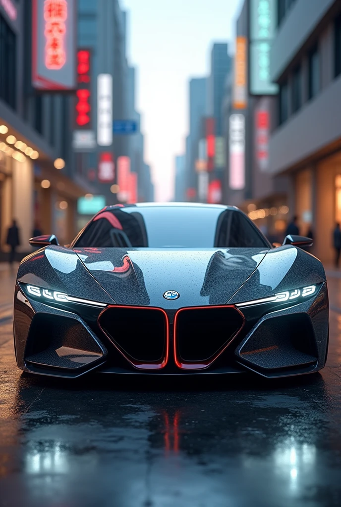 Give me an image in which you redesign a Tsuru car with similarities to a Nissan and a BMW