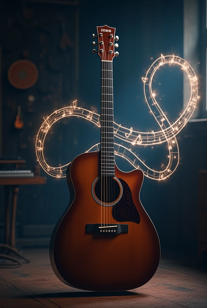 A guitar that plays a melody in the shape of the letter N