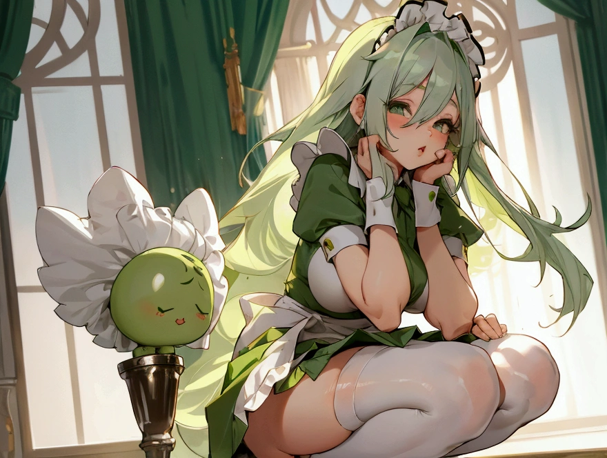 HD,need,masterpiece,barbarasum,Green skin,whole body, Green skin,Zombification,Green skin,Barefoot,Green skin,Green Mist,Sitting on the bed